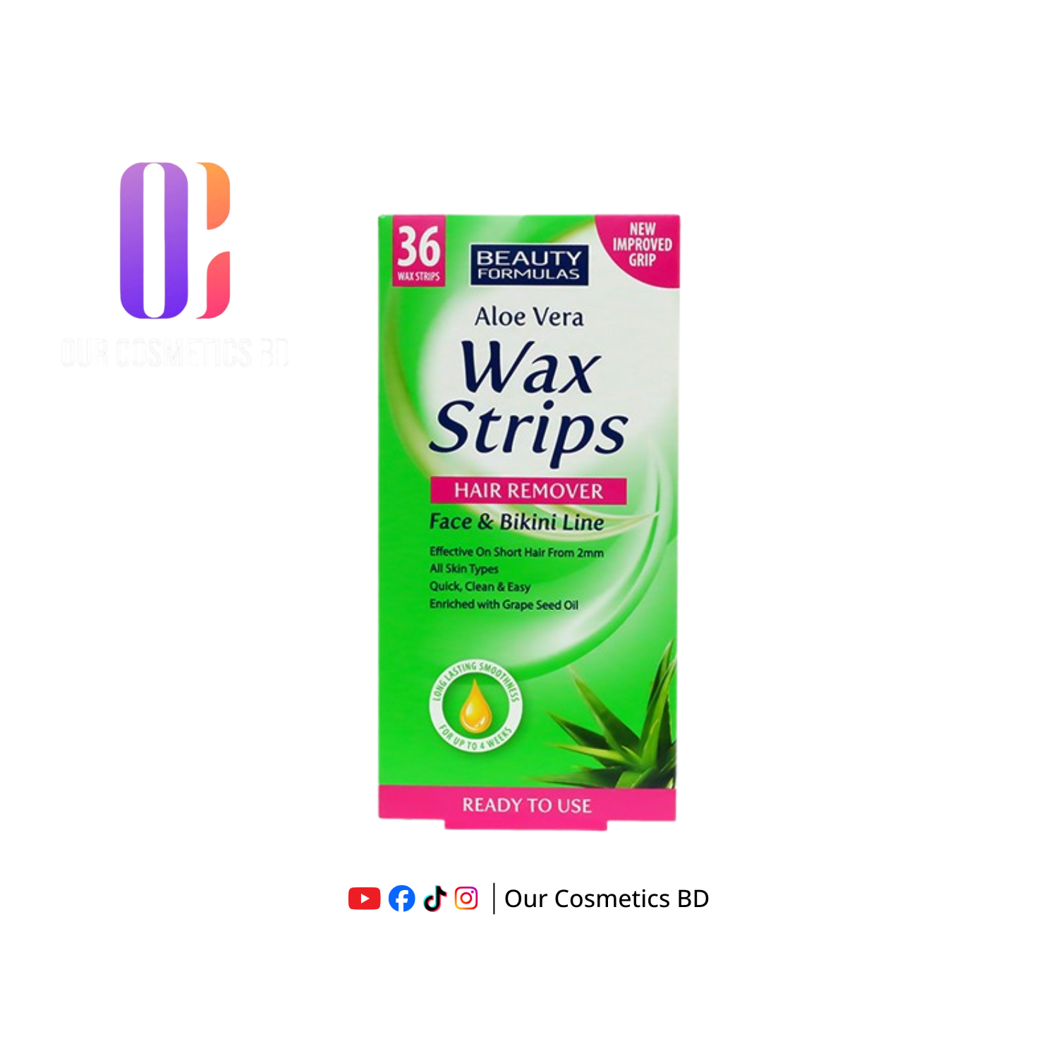 Beauty Formulas Aloe Vera Wax Strips-36p