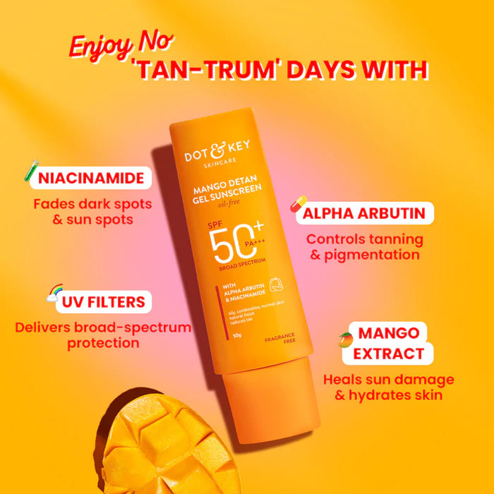 Dot & Key Mango Detan Sunscreen, In-Vivo Tested SPF 50+ PA++++80gm
