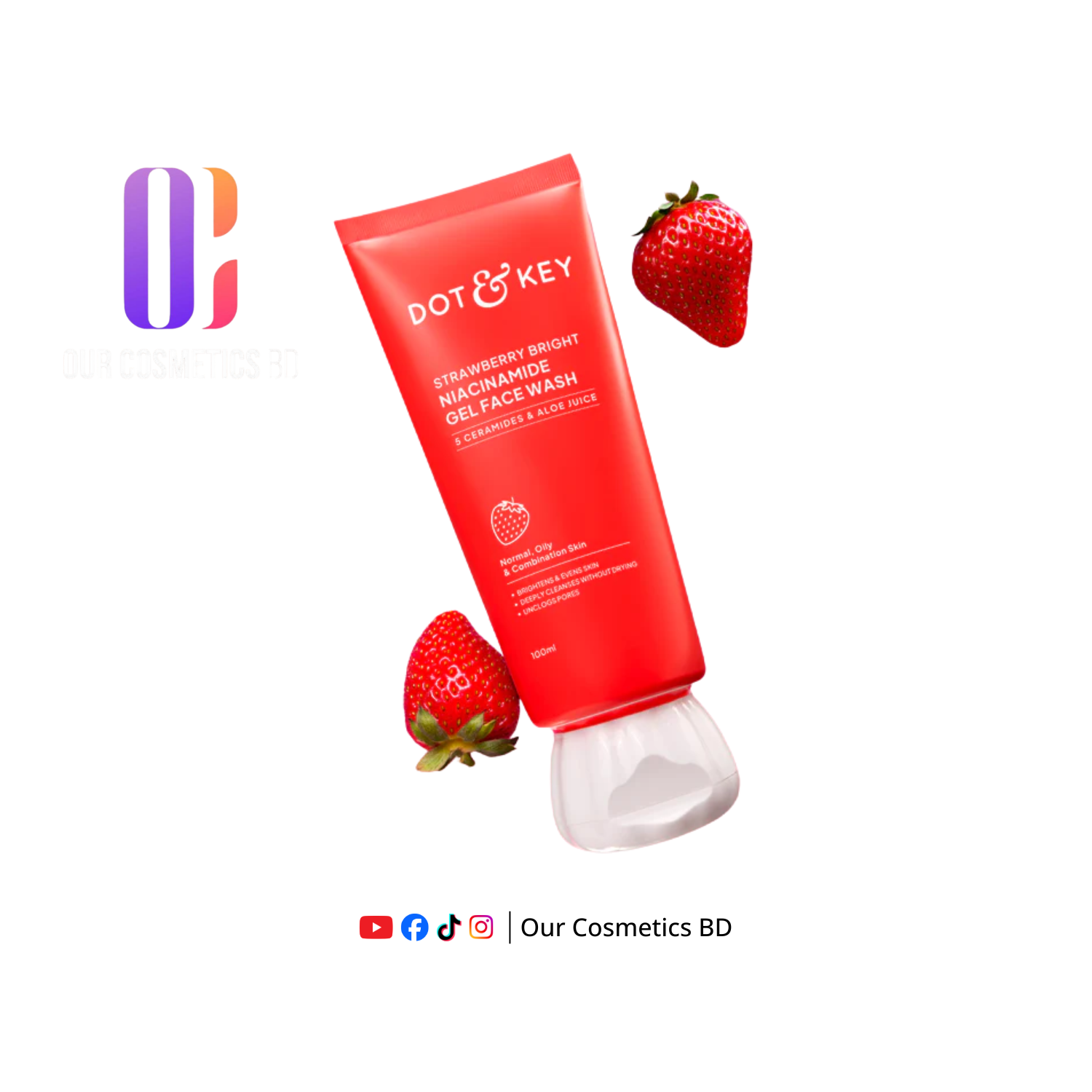 Dot & Key Strawberry Bright Niacinamide Gel Face Wash 100 ML