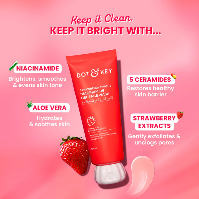 Dot & Key Strawberry Bright Niacinamide Gel Face Wash 100 ML