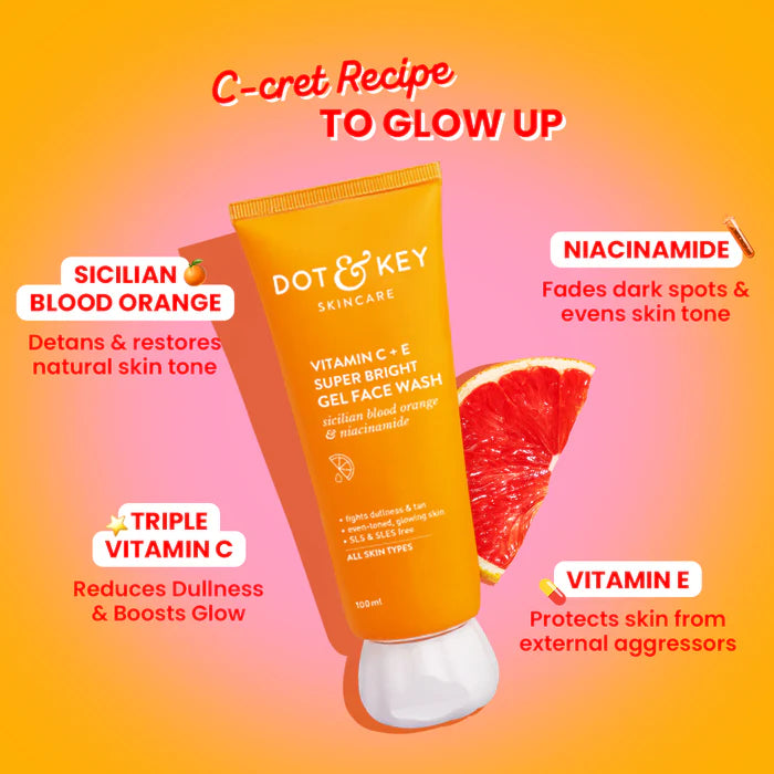 Dot & Key Vitamin C + E Gel Face Wash for Glowing Skin 100 ML