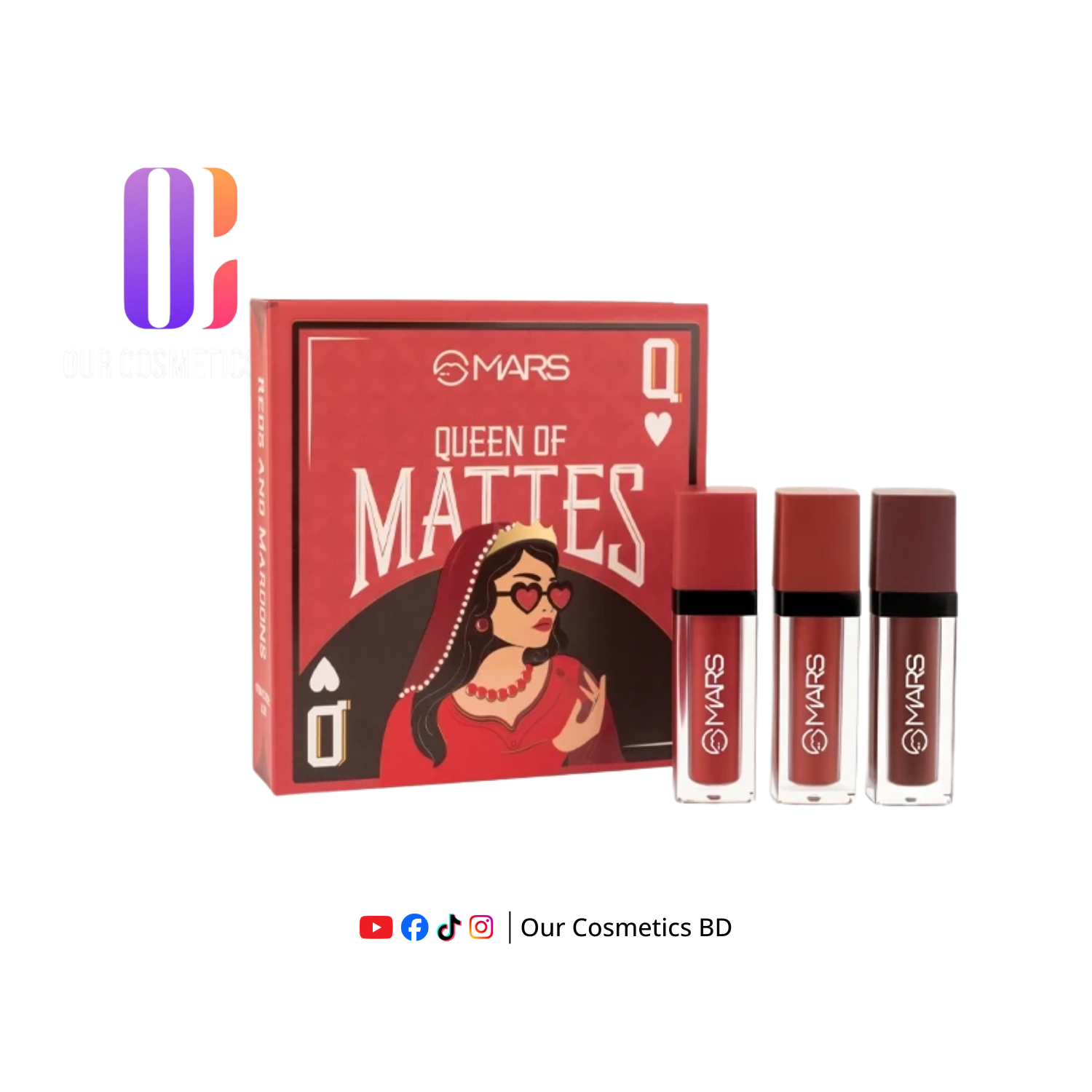 Mars Queen Of Mattes Lipstick Set- 01 Reds And Maroons