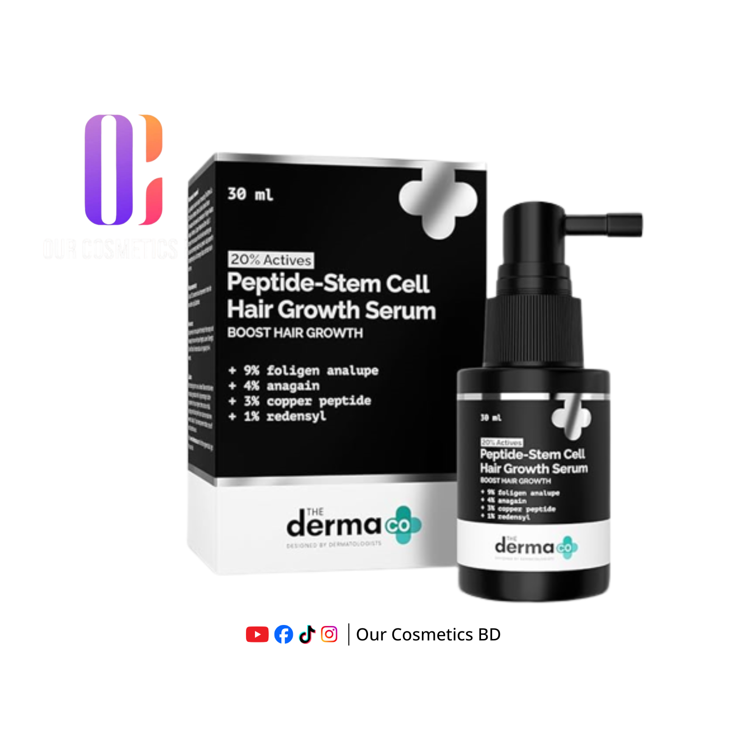 The Derma Co 20% Actives Peptide-Stem Cell Hair Growth Serum 30ml