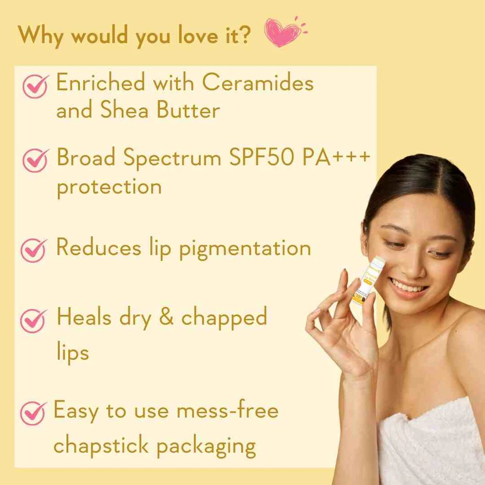 WishCare Ceramide Lip Balm with SPF 50 PA+++ (Natural) 5gm