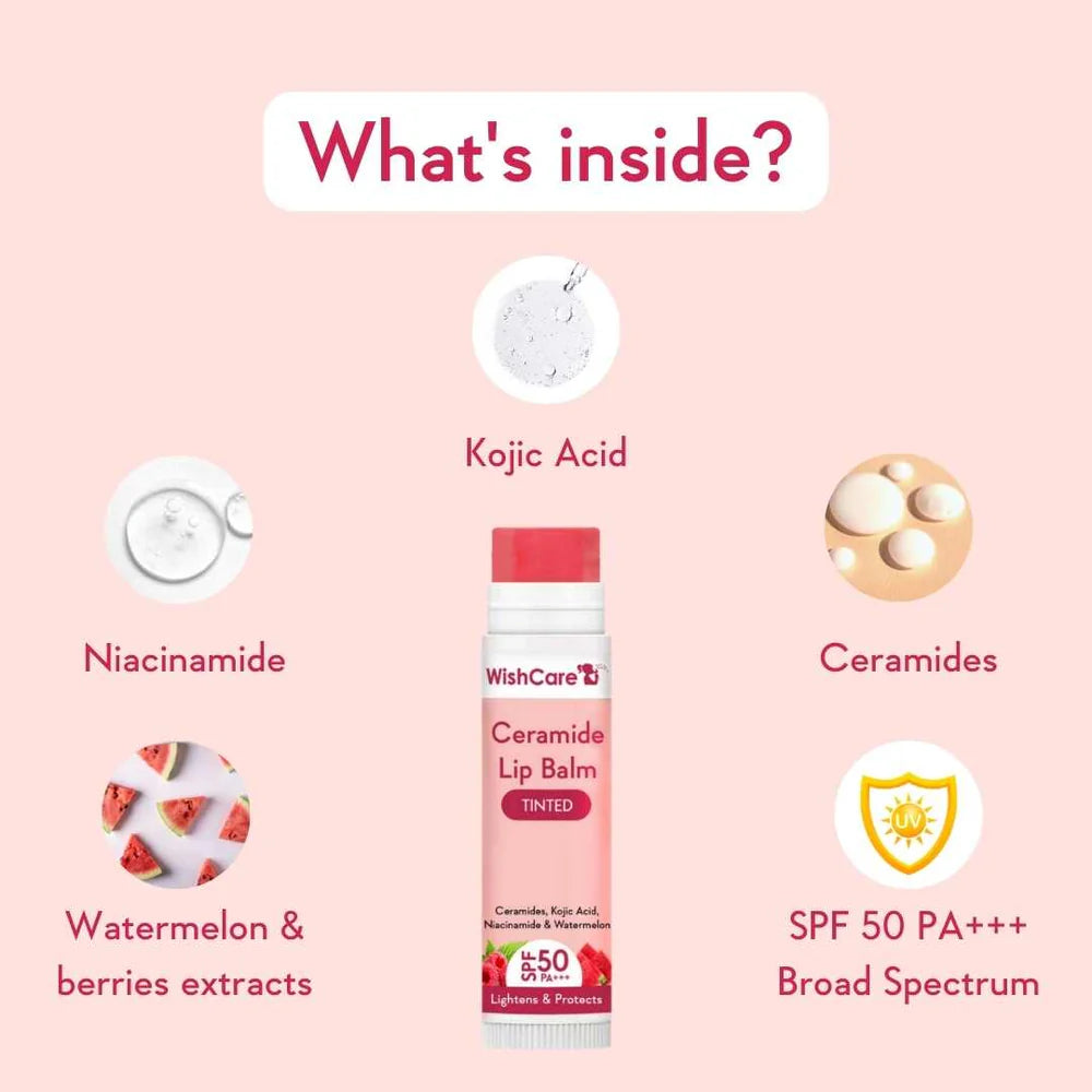 WishCare Ceramide Lip Balm with SPF 50 PA+++ (Tinted) 5gm