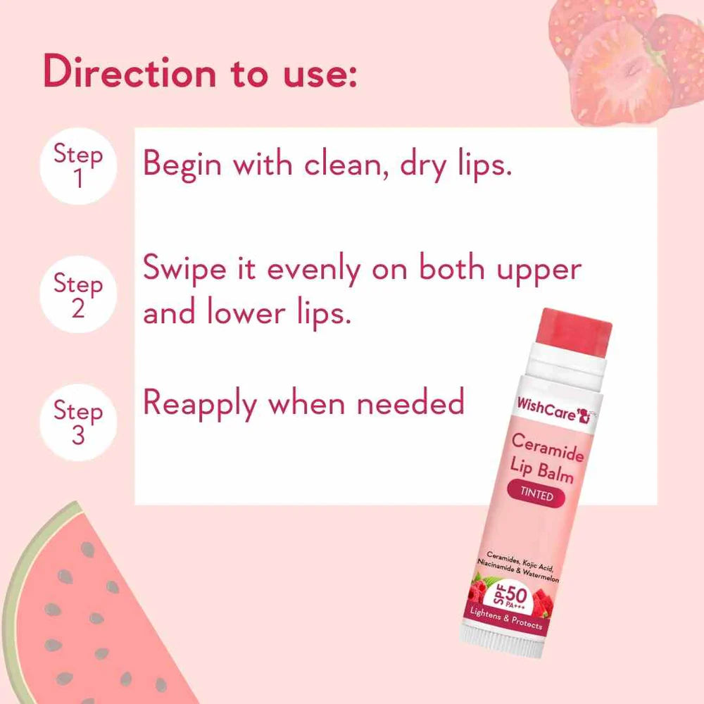 WishCare Ceramide Lip Balm with SPF 50 PA+++ (Tinted) 5gm