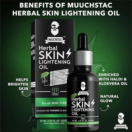 Muuchstac Herbal Skin Lightening Face Oil for Men | Bright & Even Skin Tone, Deeply Hydrates & Nourishes Skin, Promotes Healthy Skin Glow | 30 ml