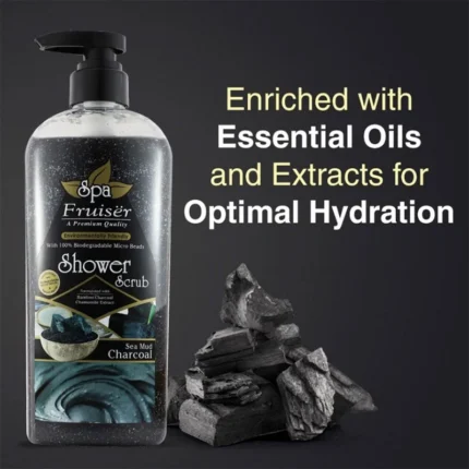 Fruiser Spa Shower Scrub Charcoal Sea Mud (730ml)