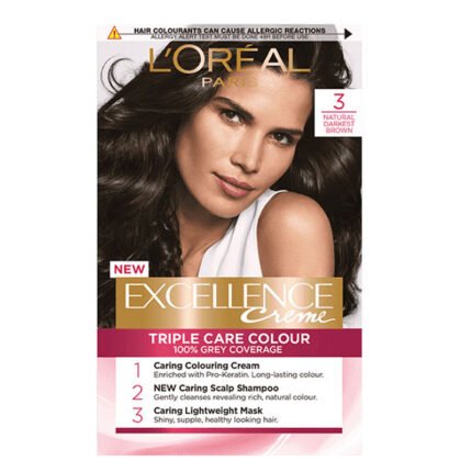 L’Oreal Excellence Creme 3 Natural Darkest Brown Permanent Hair Dye