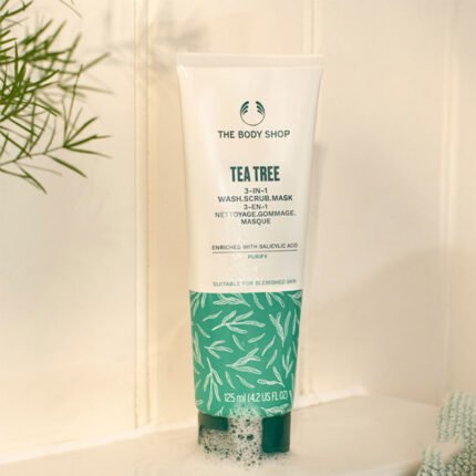 The Body Shop Tea Tree 3-in-1 Wash Scrub Mask – 125ml, Made with Tea Tree Oil